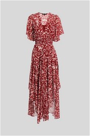 Maje - Chiffon Red Print Long Dress