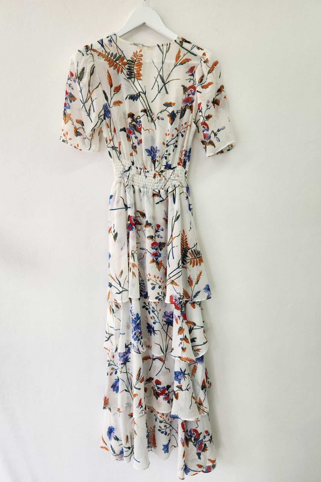 Buy Floral Print Ruffled Crepe Maxi Dress | Maje | GlamCorner