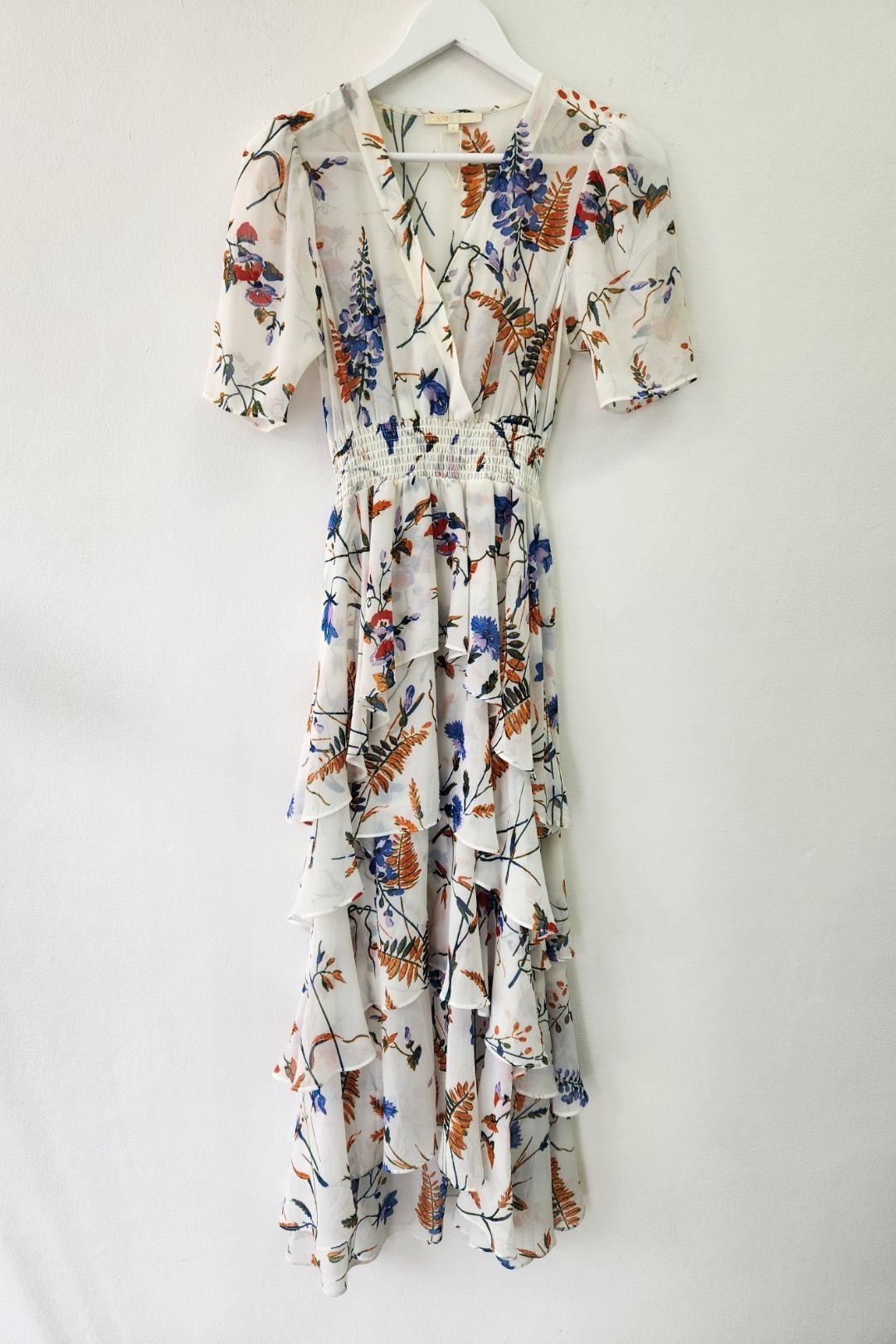 Buy Floral Print Ruffled Crepe Maxi Dress Maje GlamCorner
