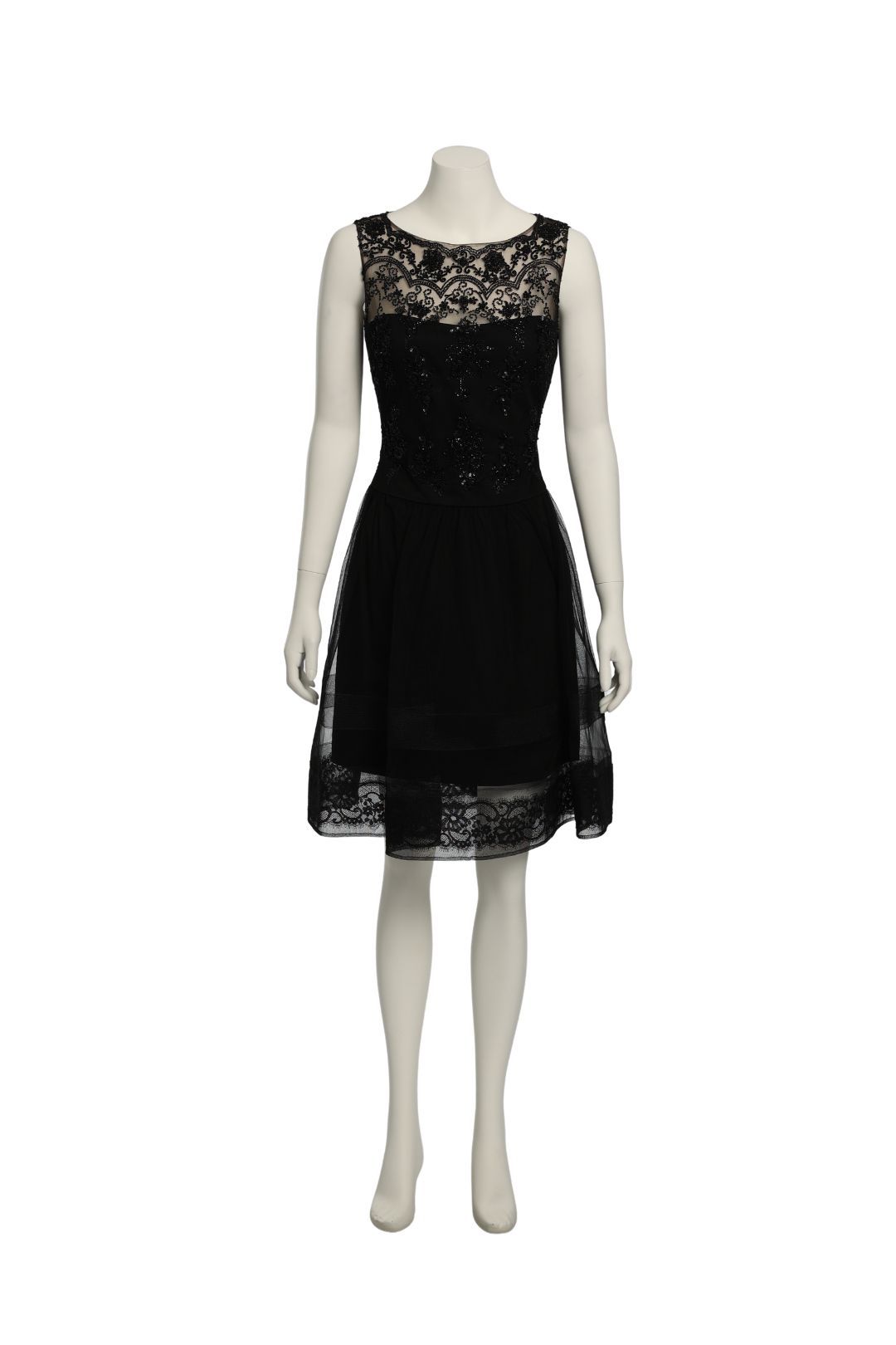 Buy Black Lace Fit and Flare Mini Dress | Marchesa notte