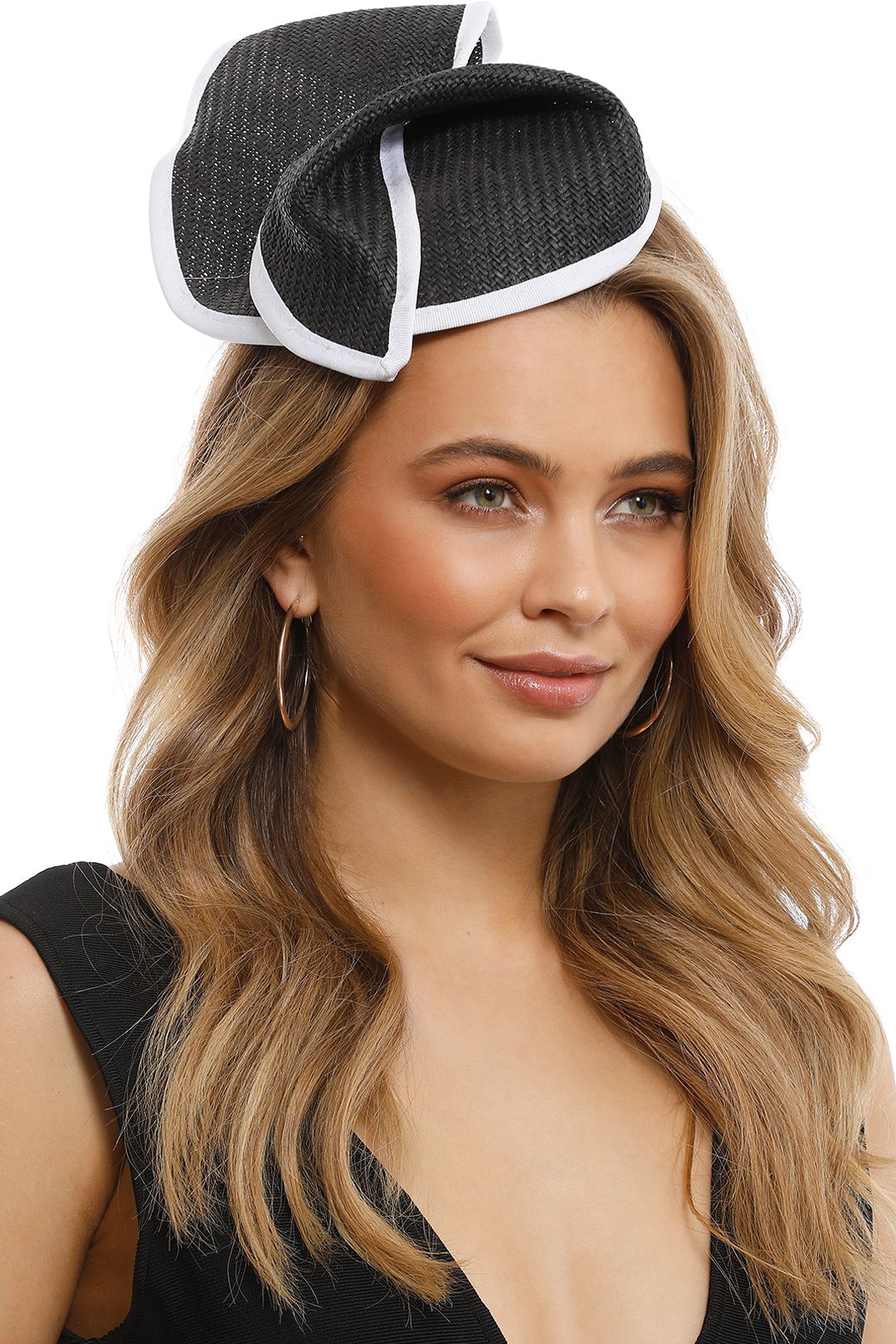 Max Alexander - Twisted Pillbox Fascinator - Black and White - Front Model
