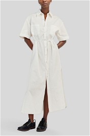 Maxi White Cotton Shirt Dress