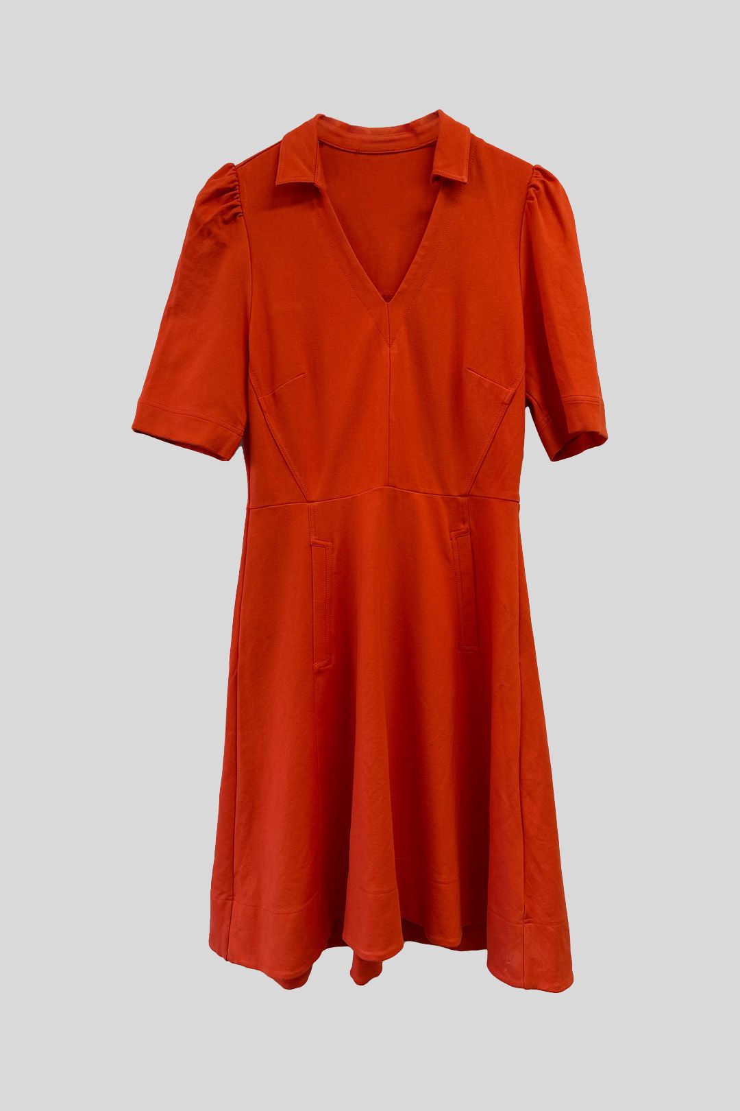 ME+EM Orange V Neck Short Sleeve Dress