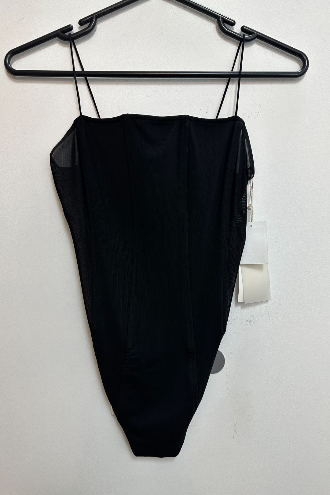 Mesh Mix Corset Bodysuit in Black