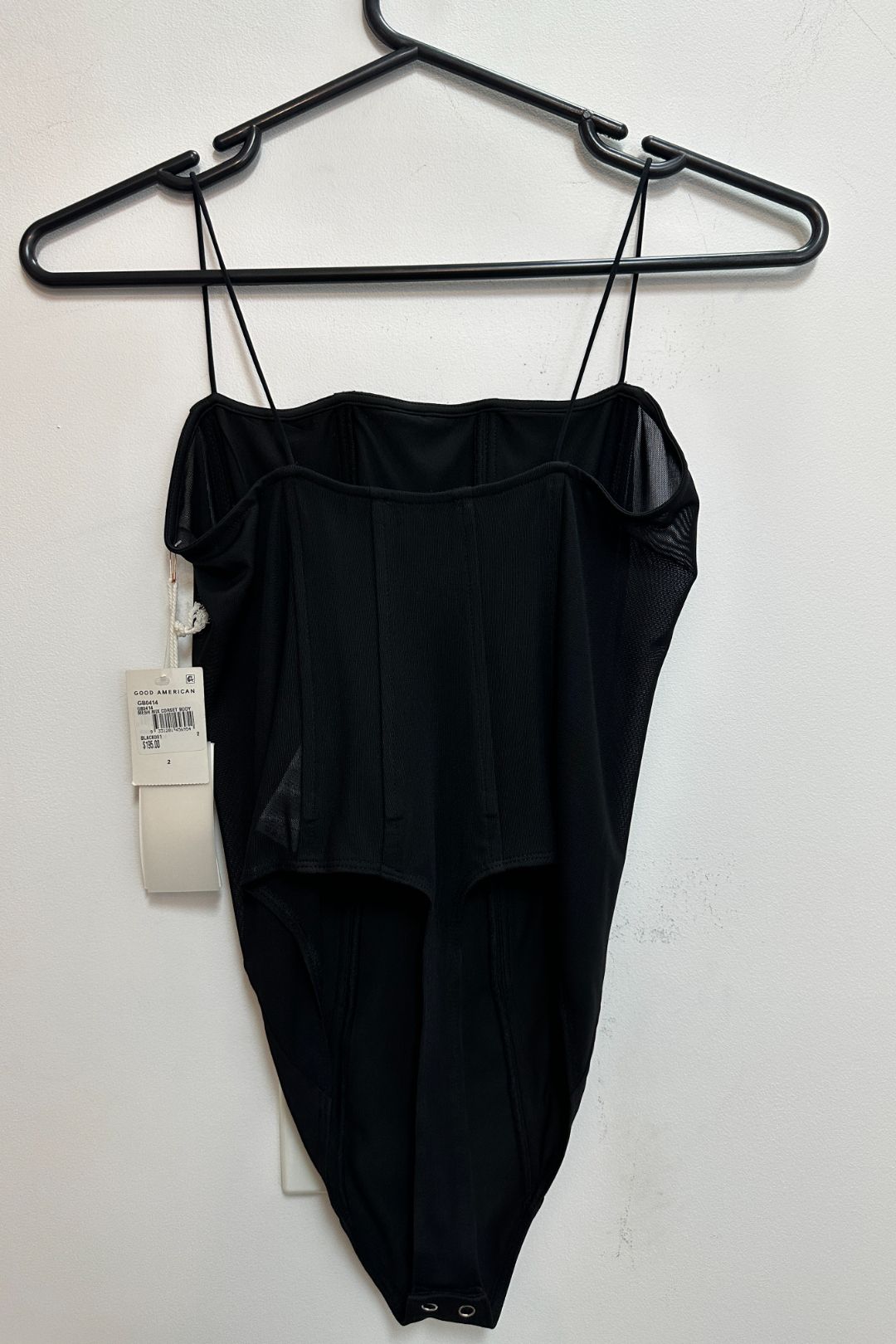 Mesh Mix Corset Bodysuit in Black