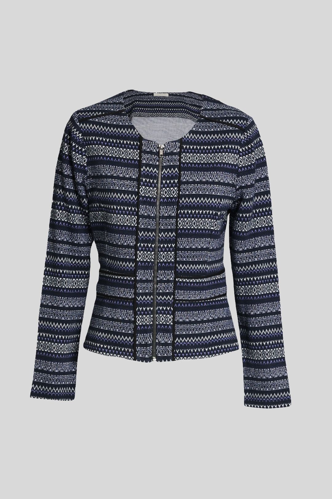 Blue and Black Round Neck Jacket