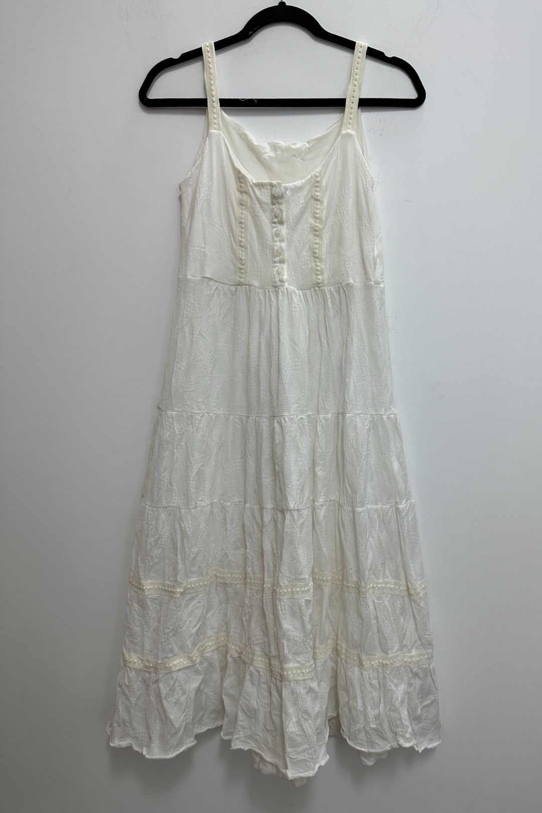 Off White with Cream Trims Tiered Dress