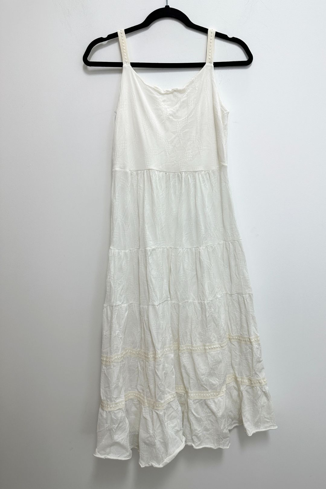 Off White with Cream Trims Tiered Dress