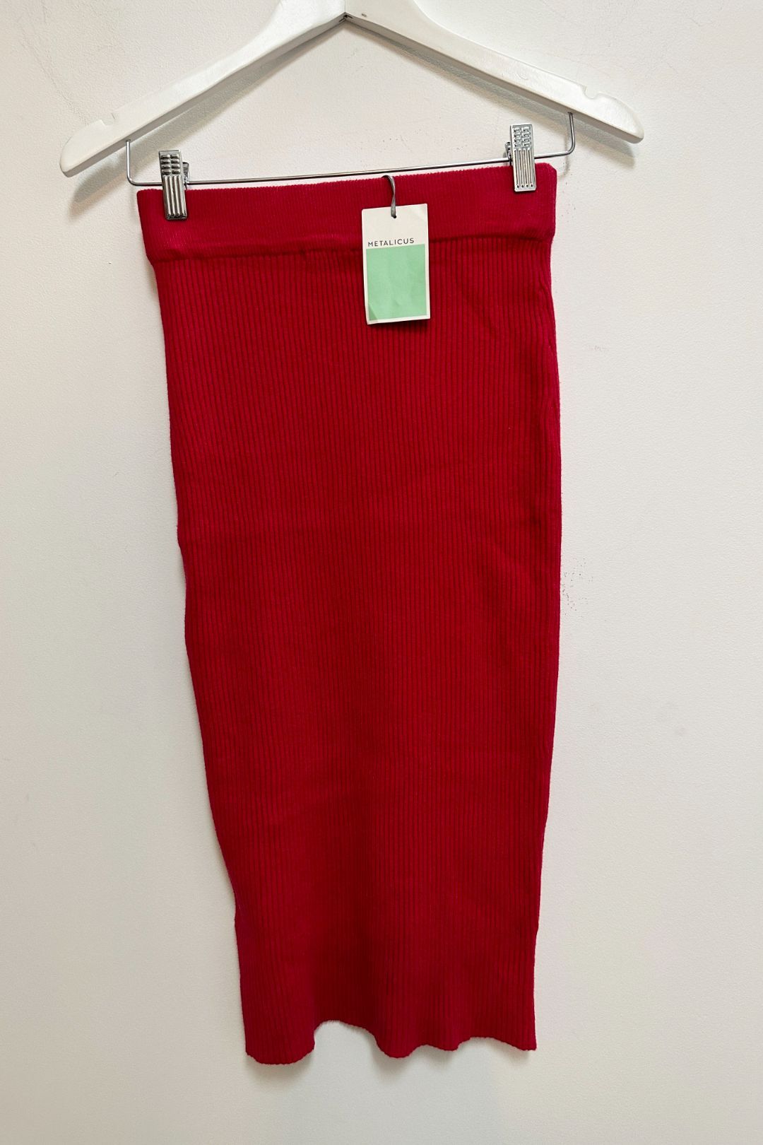 Metalicus Sia Rib Tube Skirt in Red