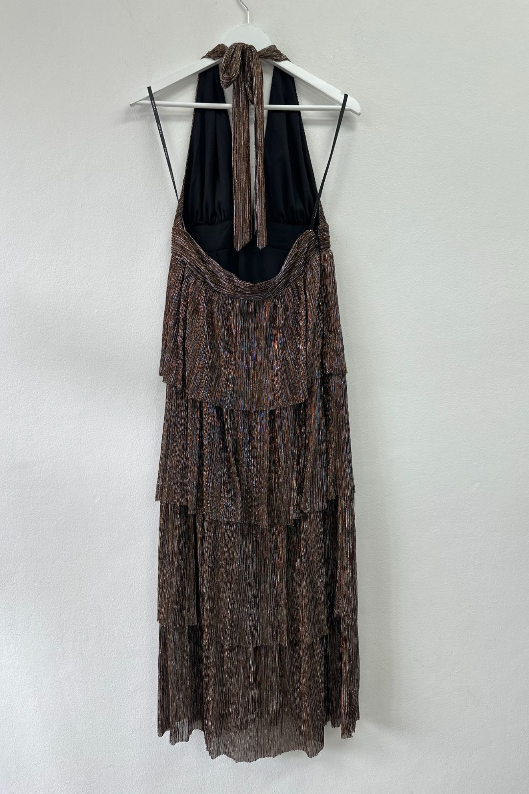 Sheike Metallic Bronze Halter Neck Galaxy Dress