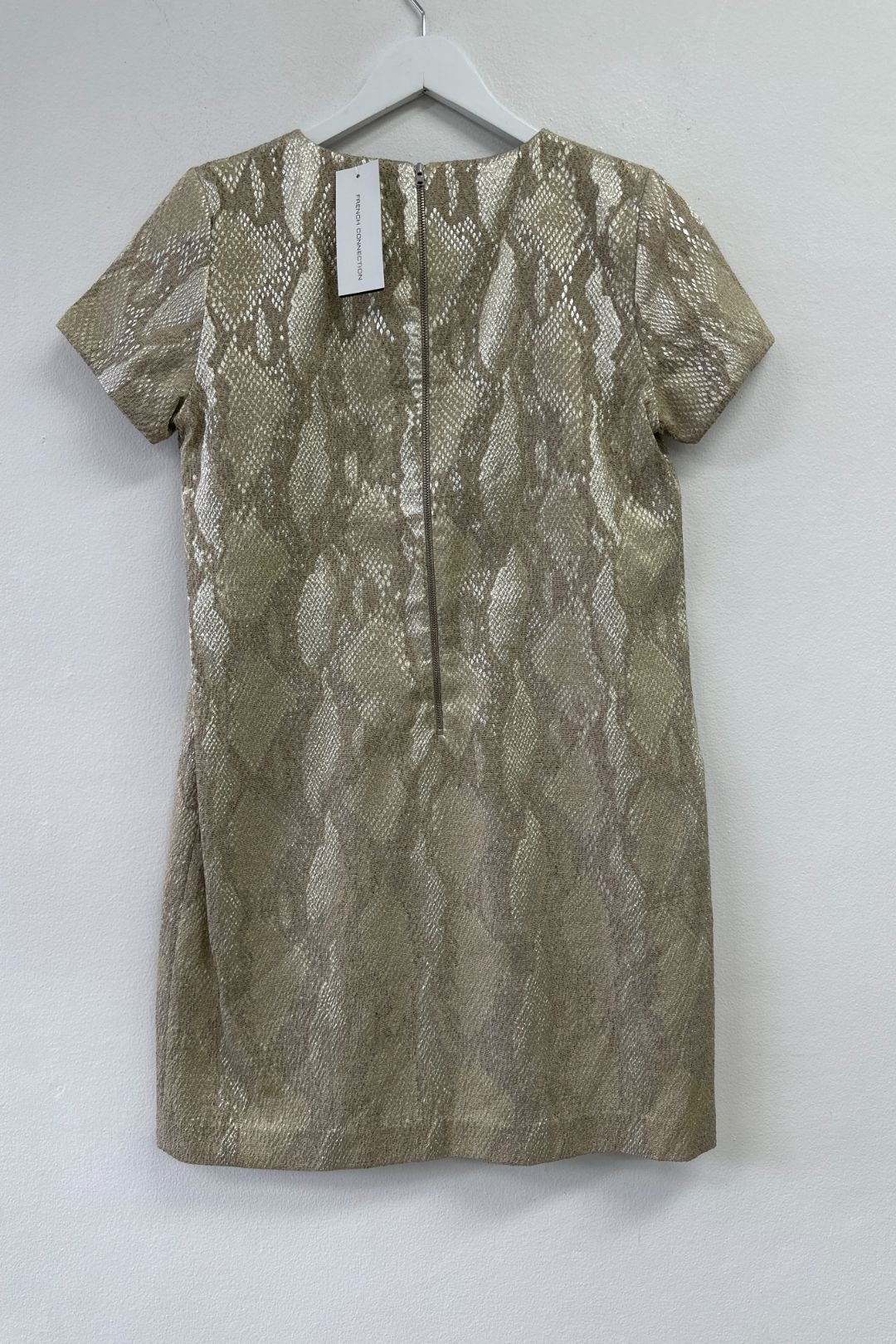 Buy Metallic Gold Shift Dress in Snake Print | French Connection |  GlamCorner