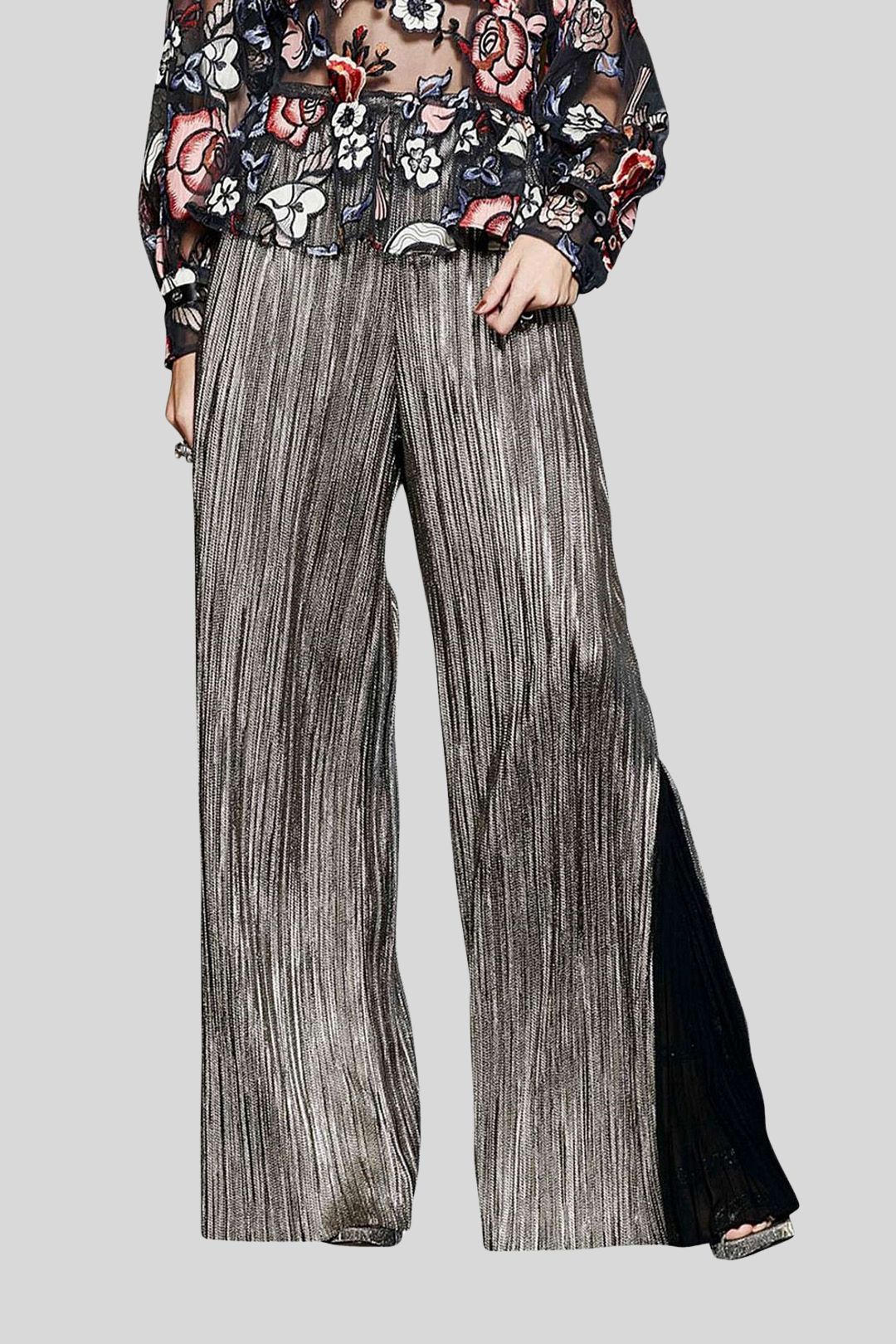 Shimmy' Pewter Metallic Pleated Trousers | Fashion, Fashion inspo outfits,  Office outfits women