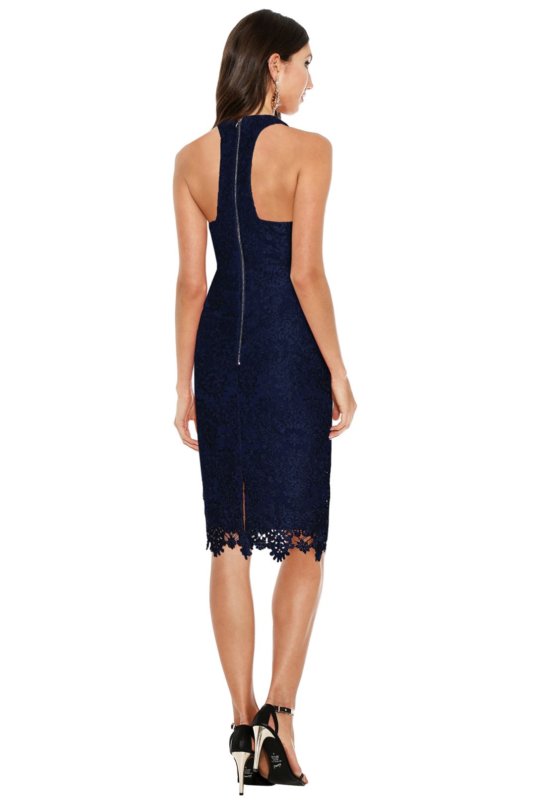 Ministry of Style - Cross Section Fitted Midi Dress - Navy - Back