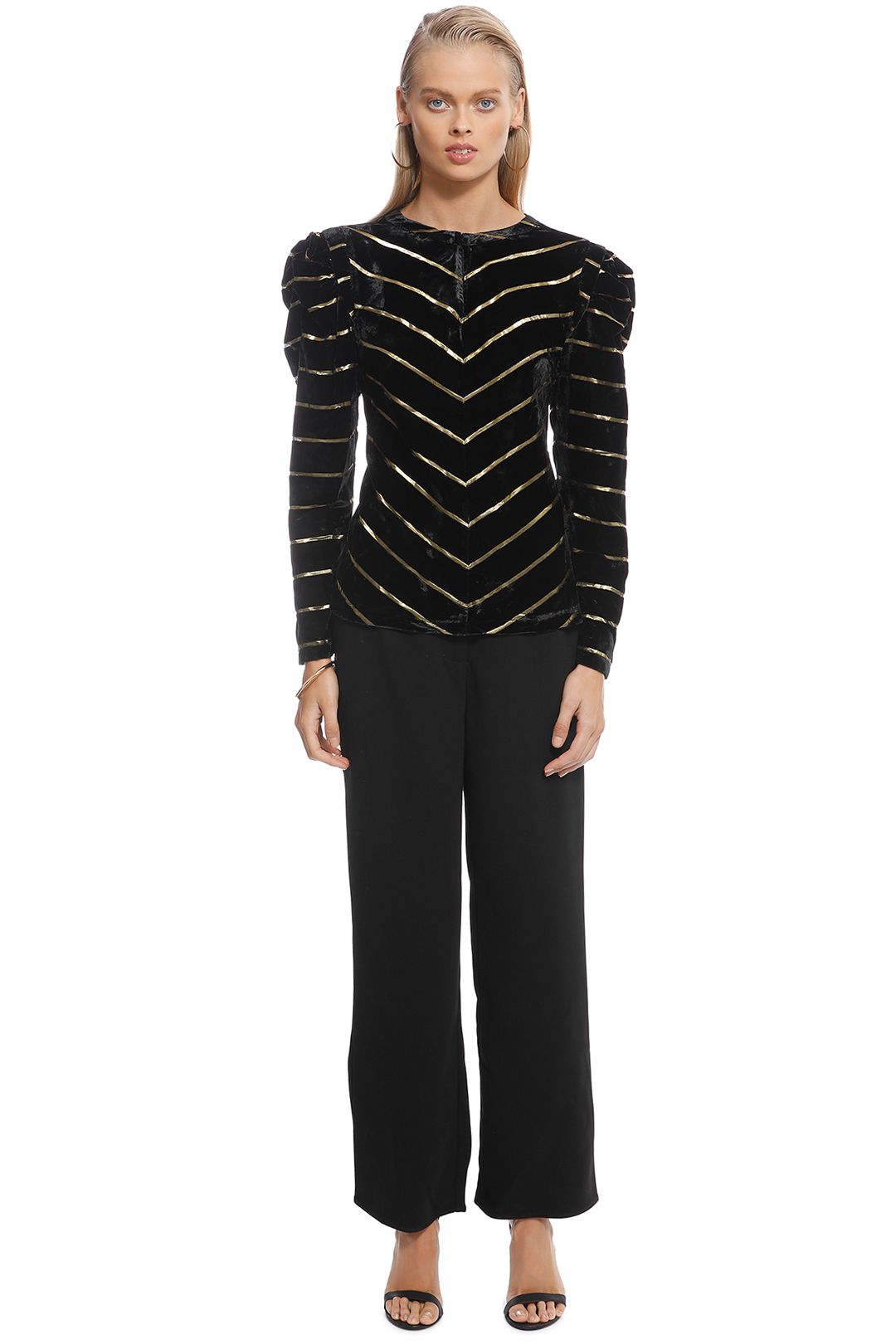 Ministry of Style - Twilight Stripe Top - Black Gold - Front