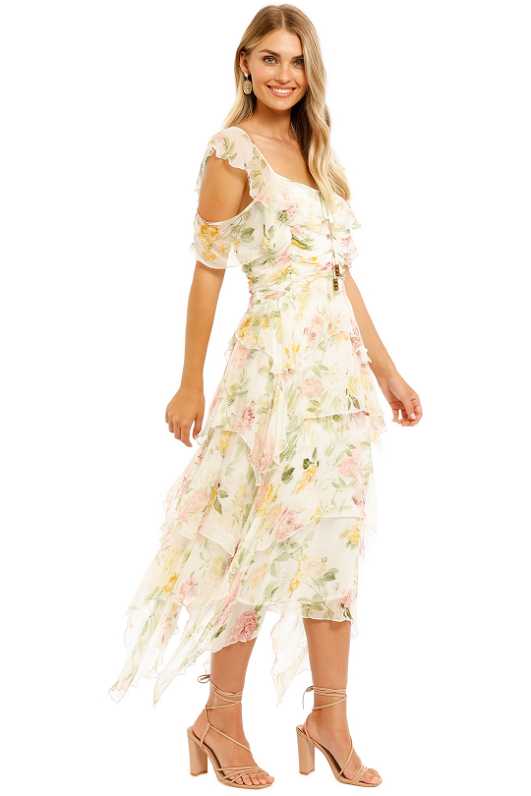 Hire Garden Party Ruffle Midi Dress | Ministry of Style | GlamCorner 