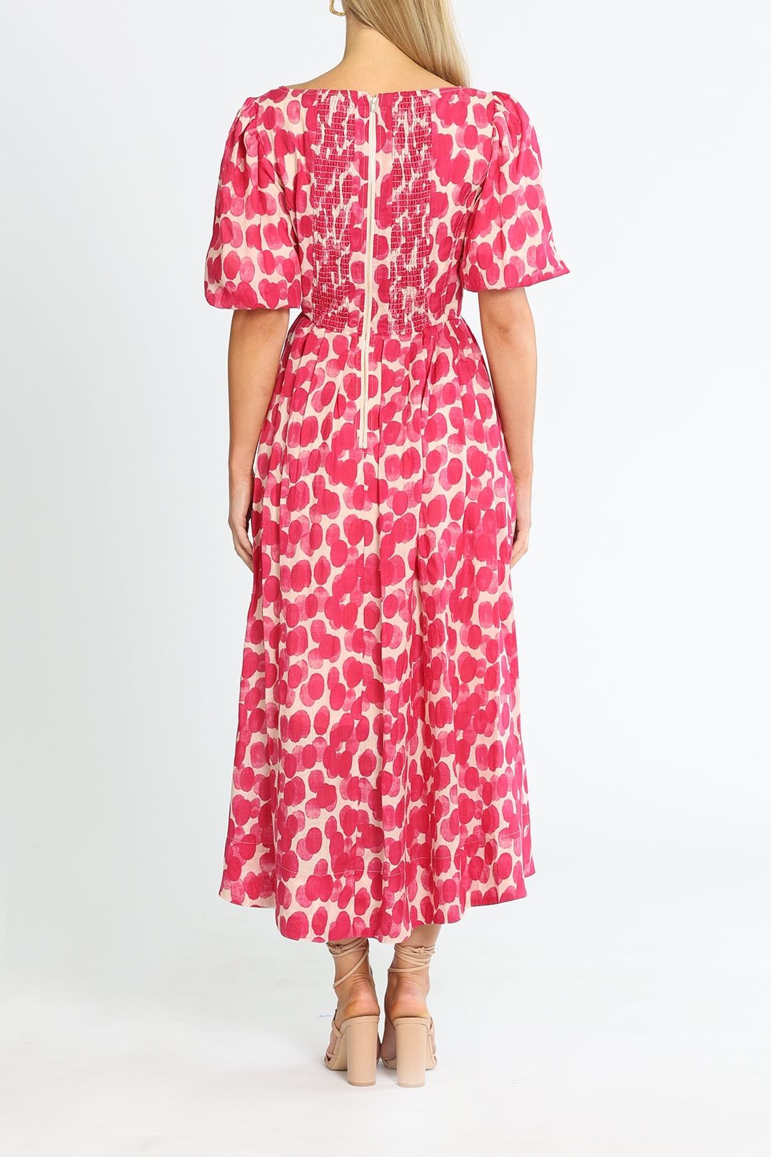 Ministry of Style Mottled Blossoms Midi Dress Pink