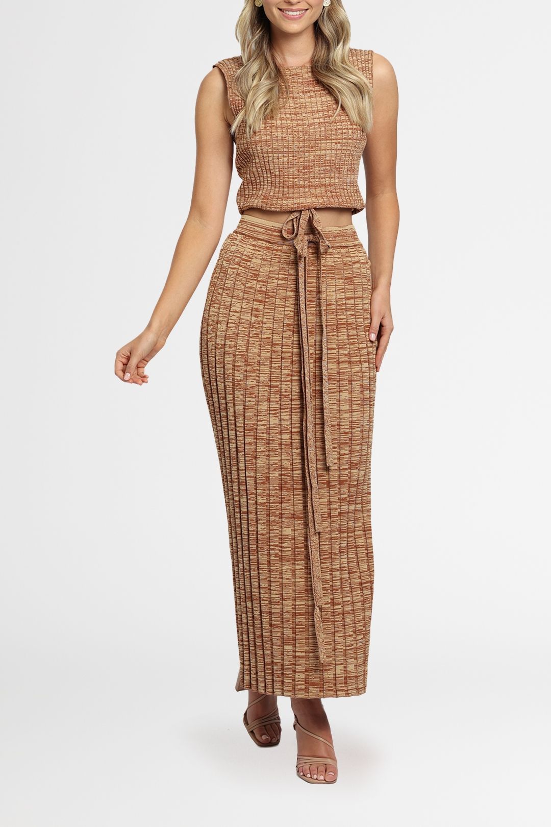 Ministry of Style Retrospective Knit Top and Skirt Set Copper bodycon