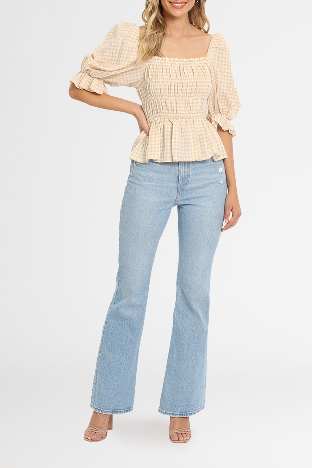 Mink Pink Abu Puff Sleeve Top