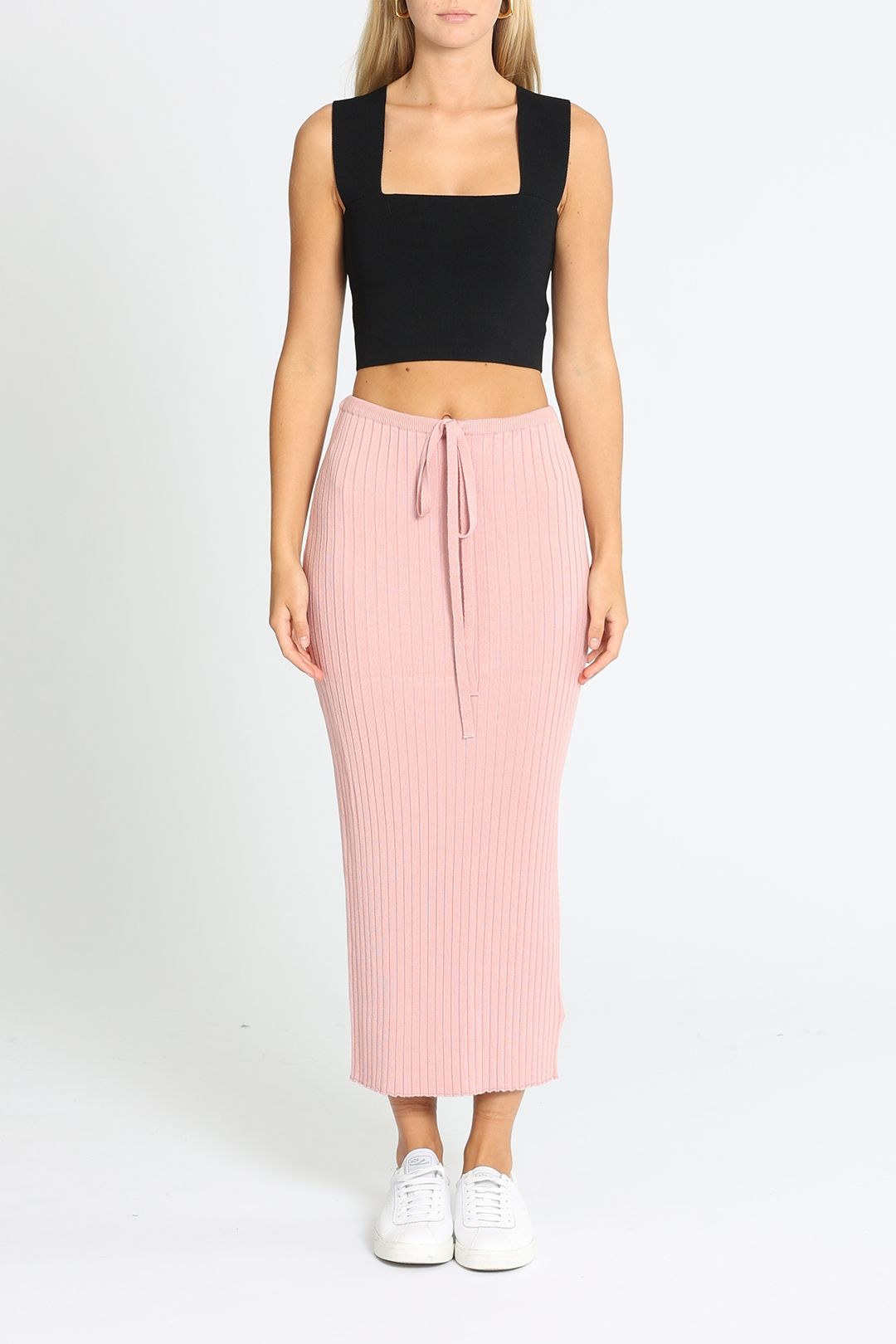 Hire Aria Knit Midi Skirt in Dusty Lilac Mink Pink GlamCorner