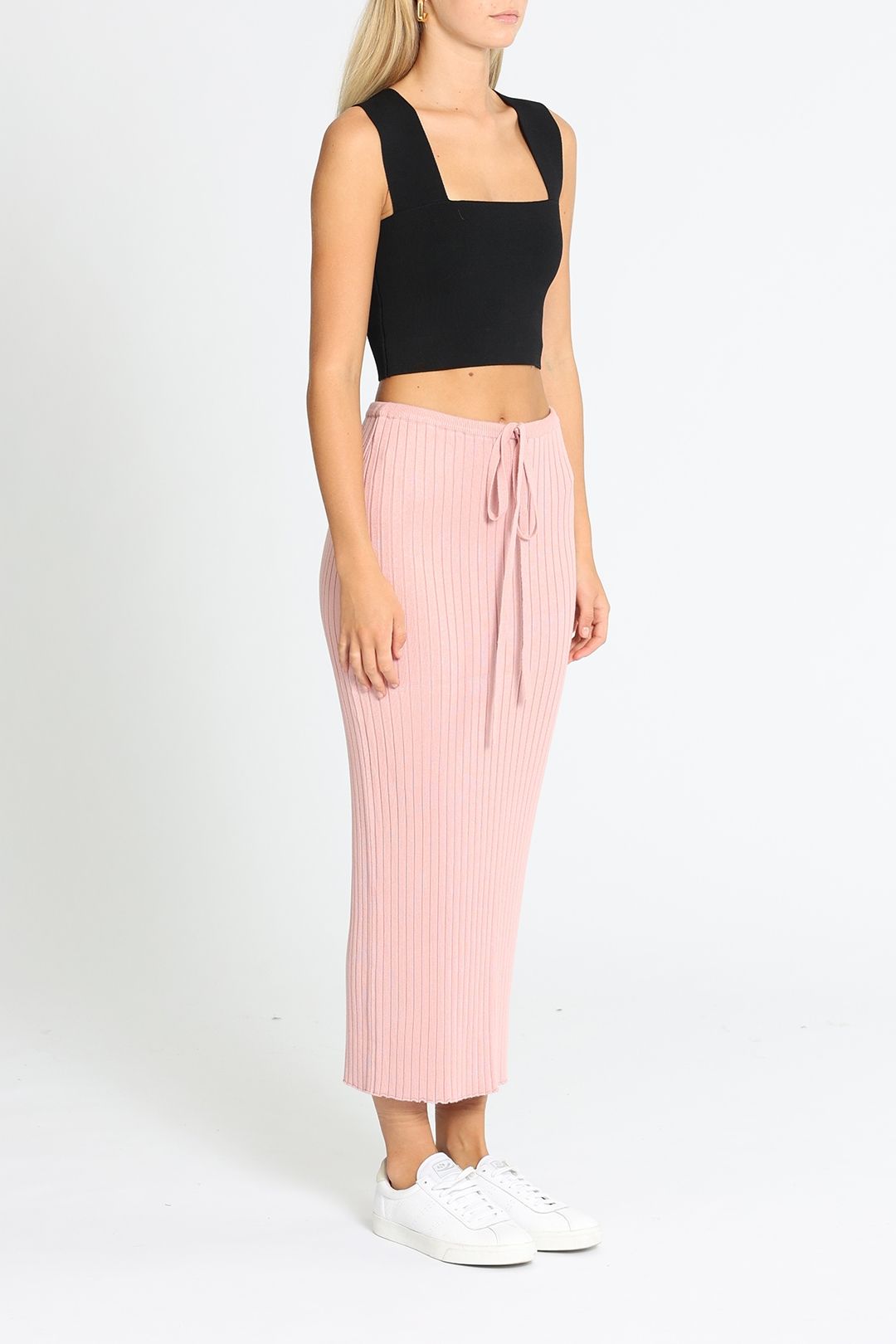 Hire Aria Knit Midi Skirt in Dusty Lilac Mink Pink GlamCorner