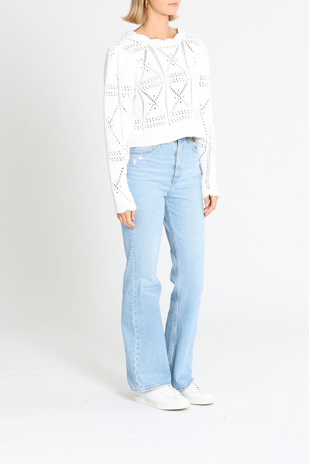 Hire Cara Crochet Jumper in White Mink Pink GlamCorner