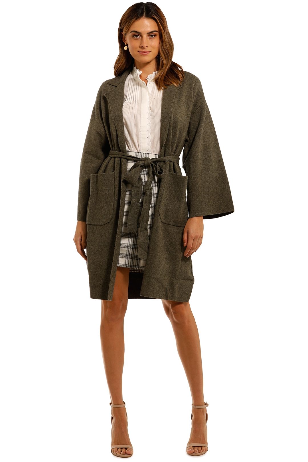 Mink Pink Harriett Long Coat khaki