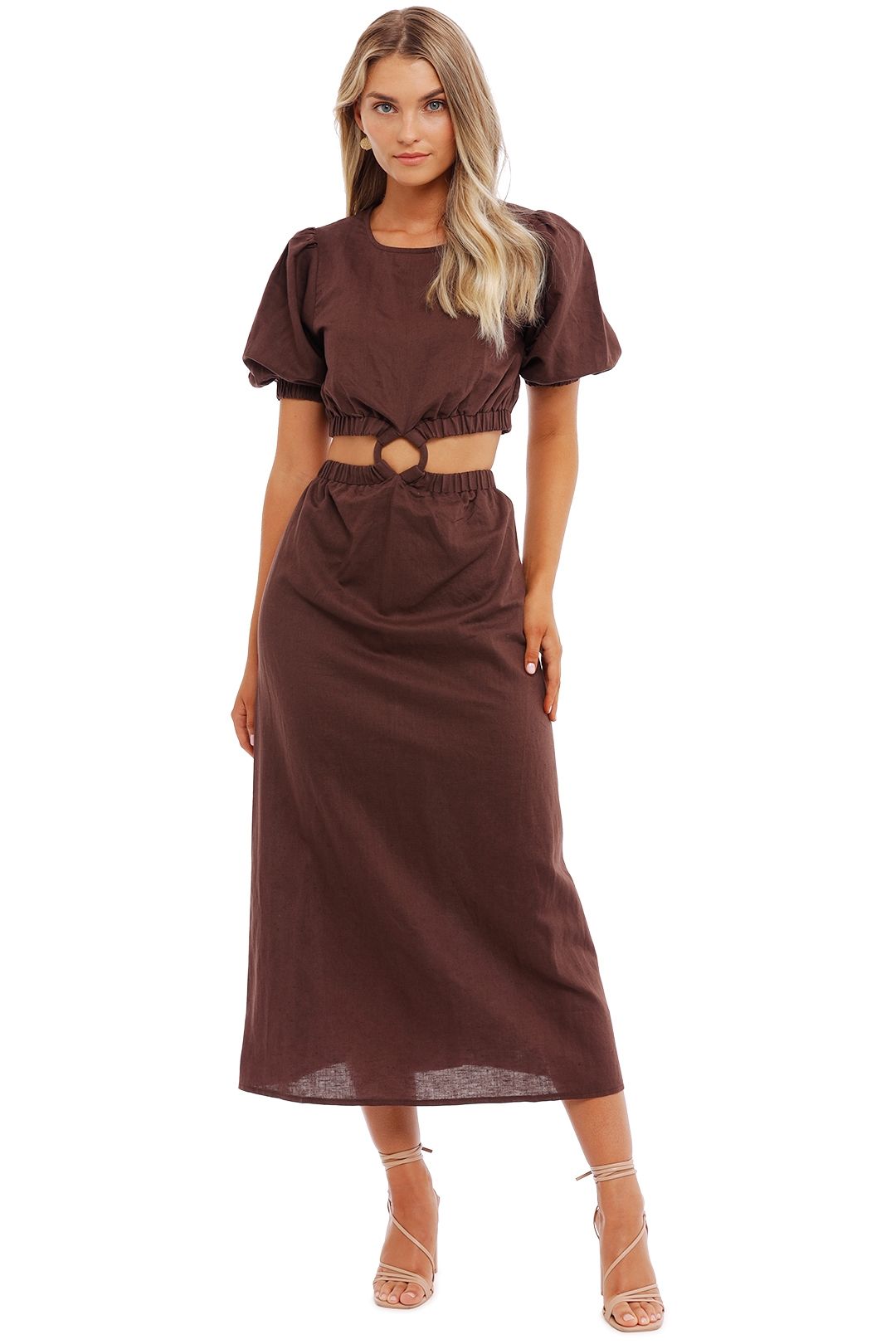 Hire Kenitra Midi Dress in Chocolate | Mink Pink | GlamCorner
