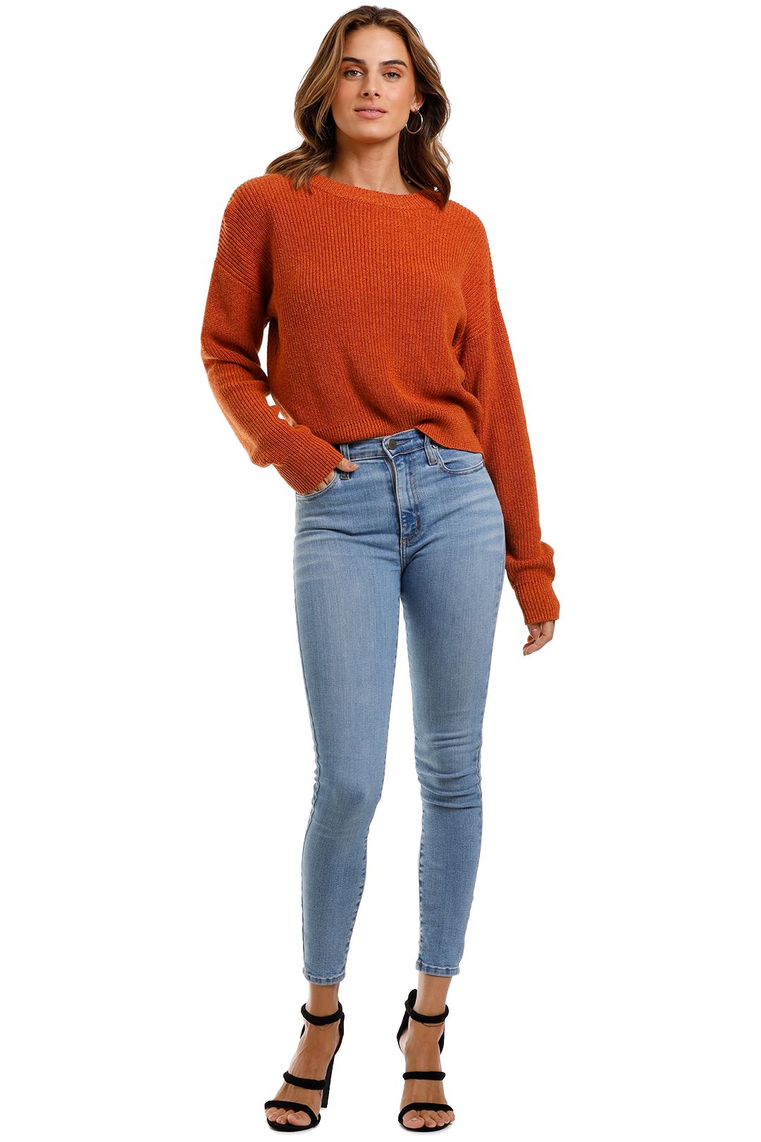 Mink Pink Megan Knit Top Brick