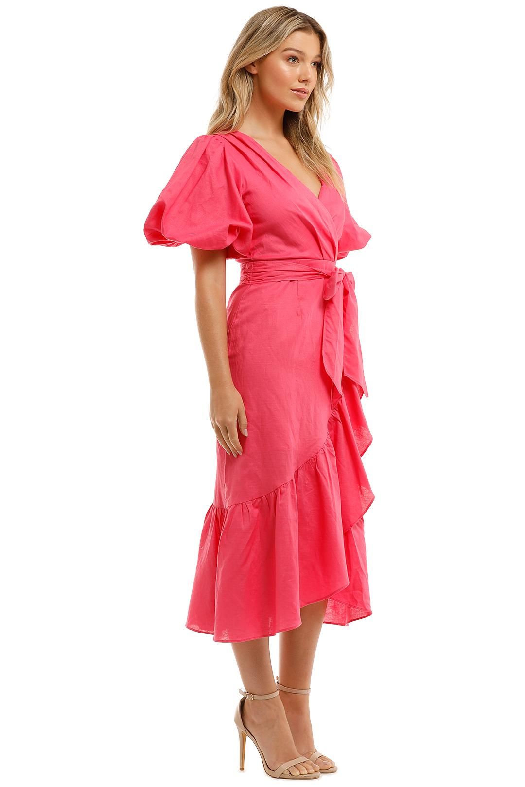 Pink wrap hot sale dress midi