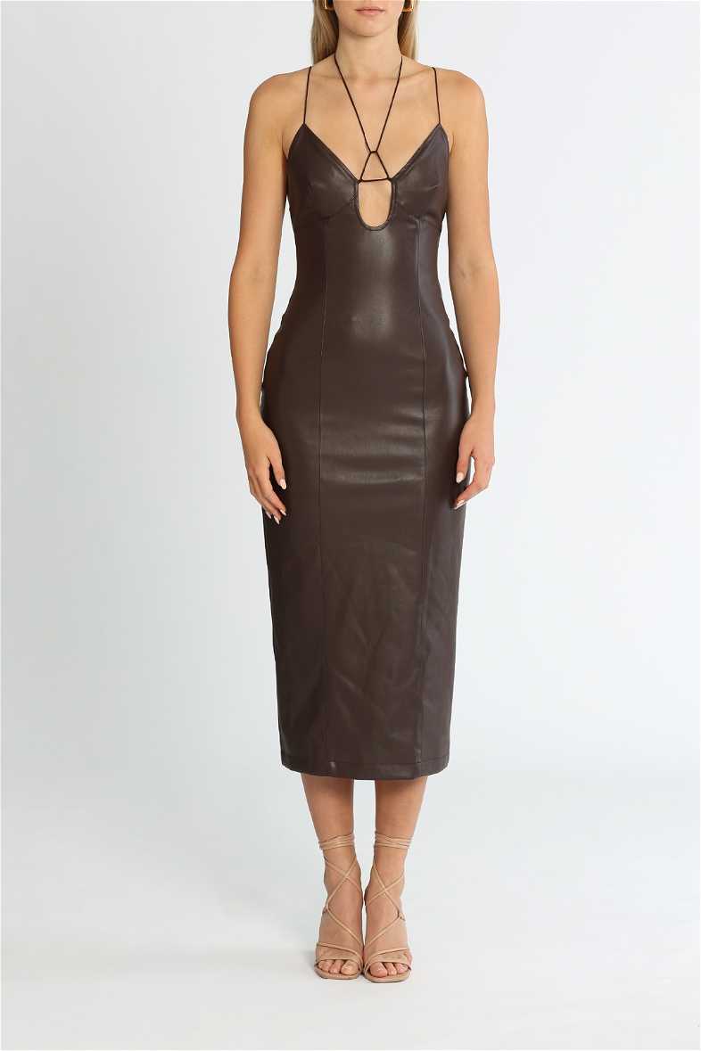 chinese dress ladies Strapless Faux Leather Midi Dress  New York & Company