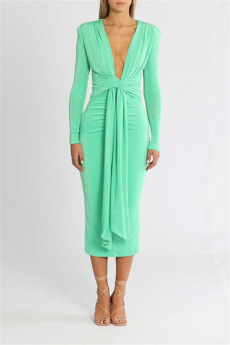 Hire Francis Dress in Vivid Jade | Misha | GlamCorner