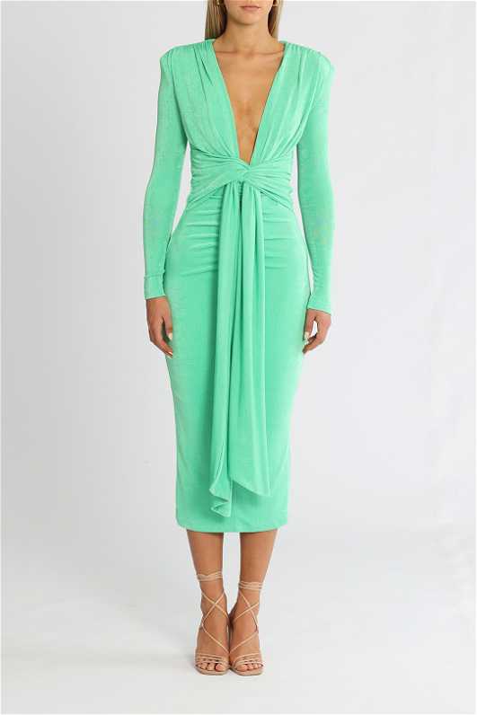 Hire Francis Dress in Vivid Jade Misha GlamCorner