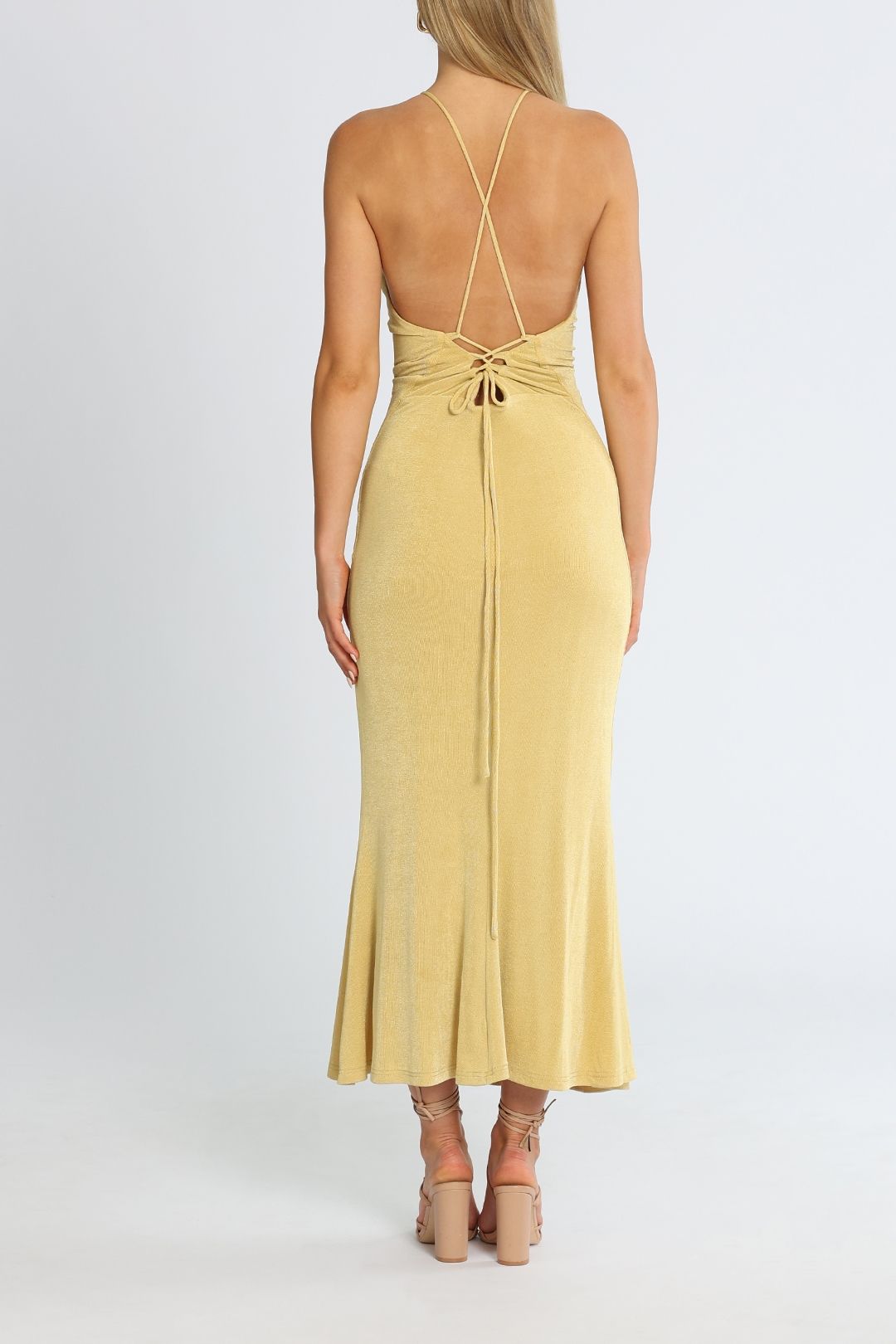 Misha Greta Dress Sulfur Backless