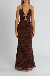 Misha Lynette Dress Mosiac Zebra Maxi