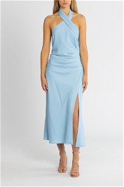 Misha Rosanna Dress Blue Bell Leg Split