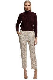 MNG-Animal Print Suit Trousers-Sand-Front