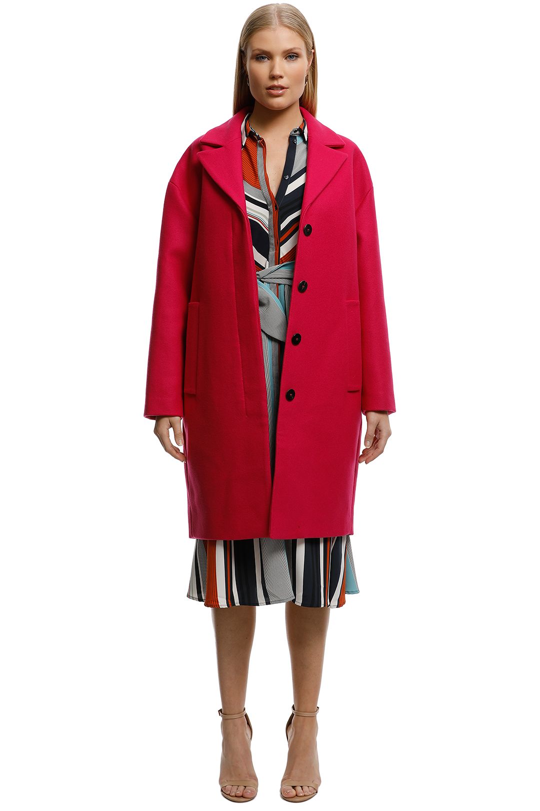 MNG-Unstructured-Wool-Blend-Coat-Fuchsia-Front