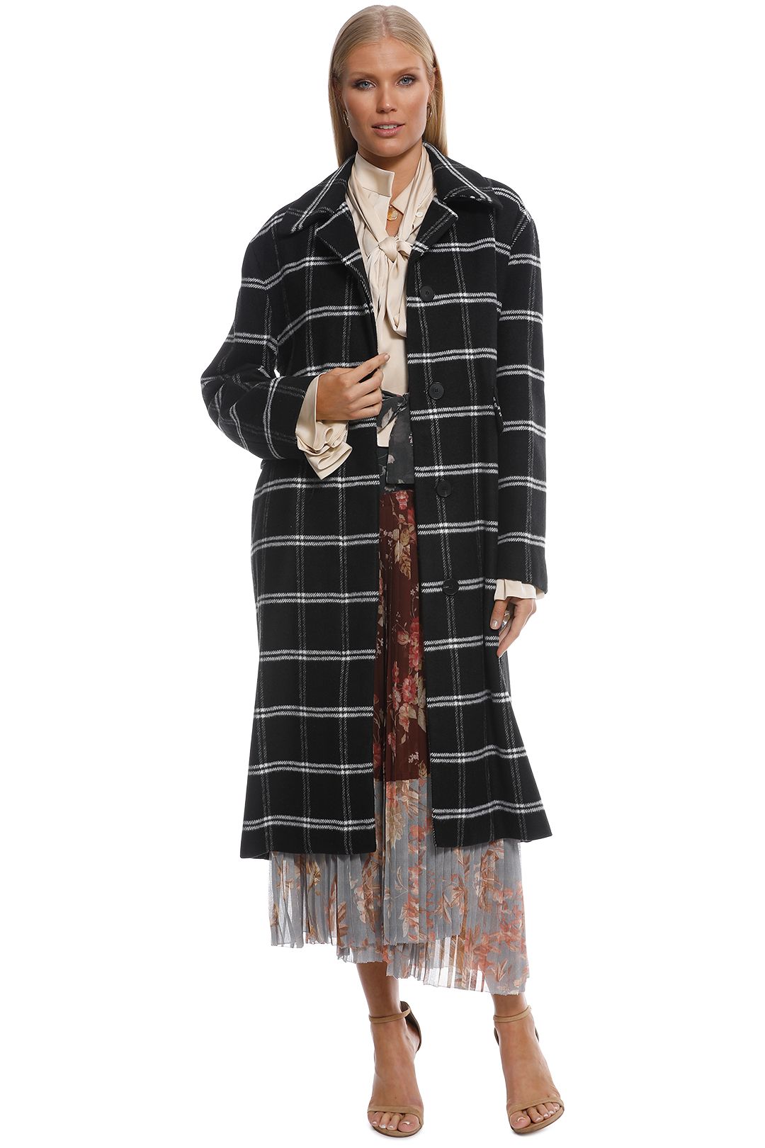 MNG - Mummy Checkered Coat - Black - Front