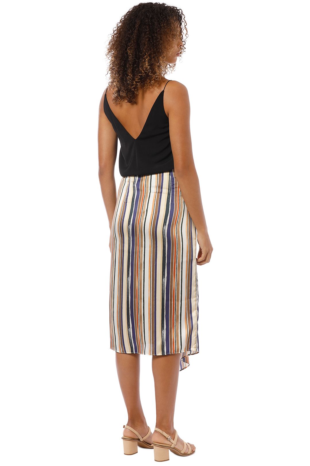 MNG - Ruffled Striped Skirt - Blue - Back