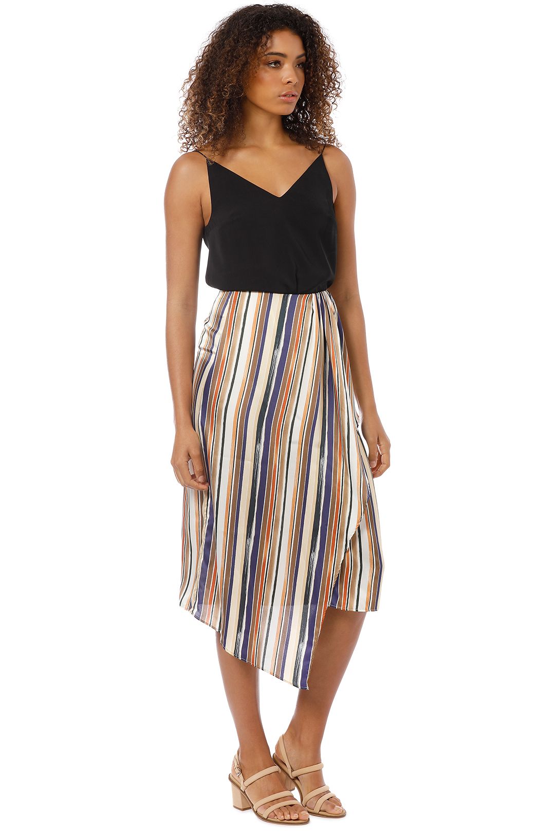 MNG - Ruffled Striped Skirt - Blue - Side