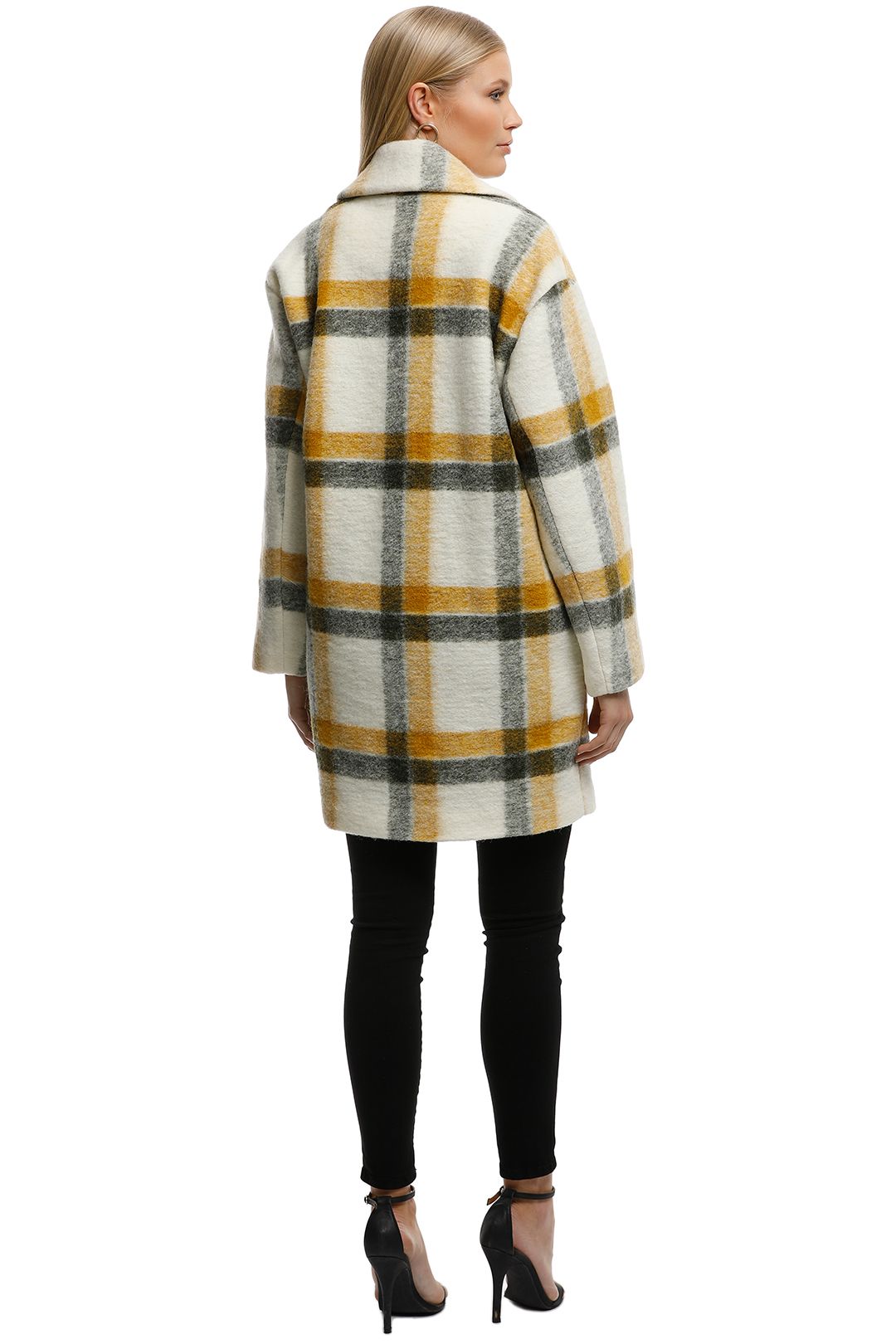 MNG - Unstructured Virgin Wool Coat - Check Print - Back