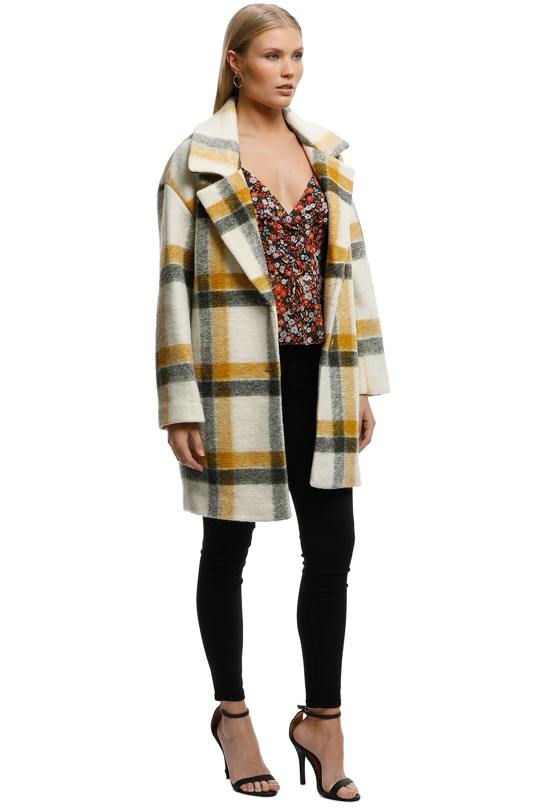MNG - Unstructured Virgin Wool Coat - Check Print - Side