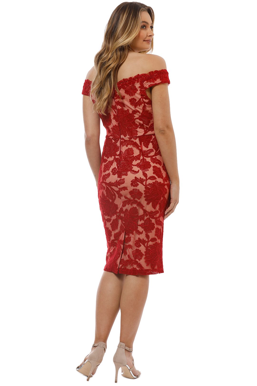 Montique - Christiana Lace Dress - Red - Back