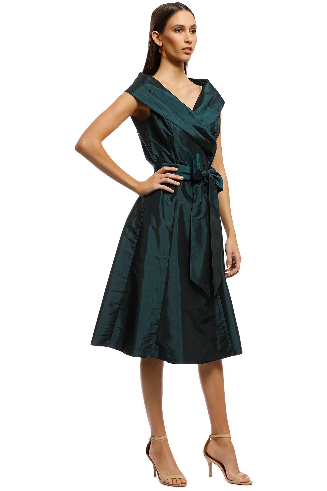Montique - Valini Tafetta Dress - Emerald - Side