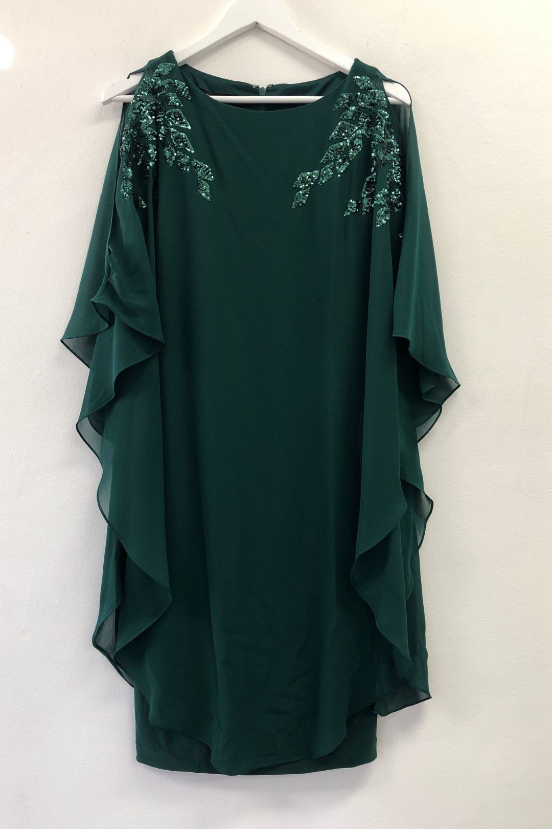 Buy Celine Emerald Chiffon Overlay Dress Montique GlamCorner