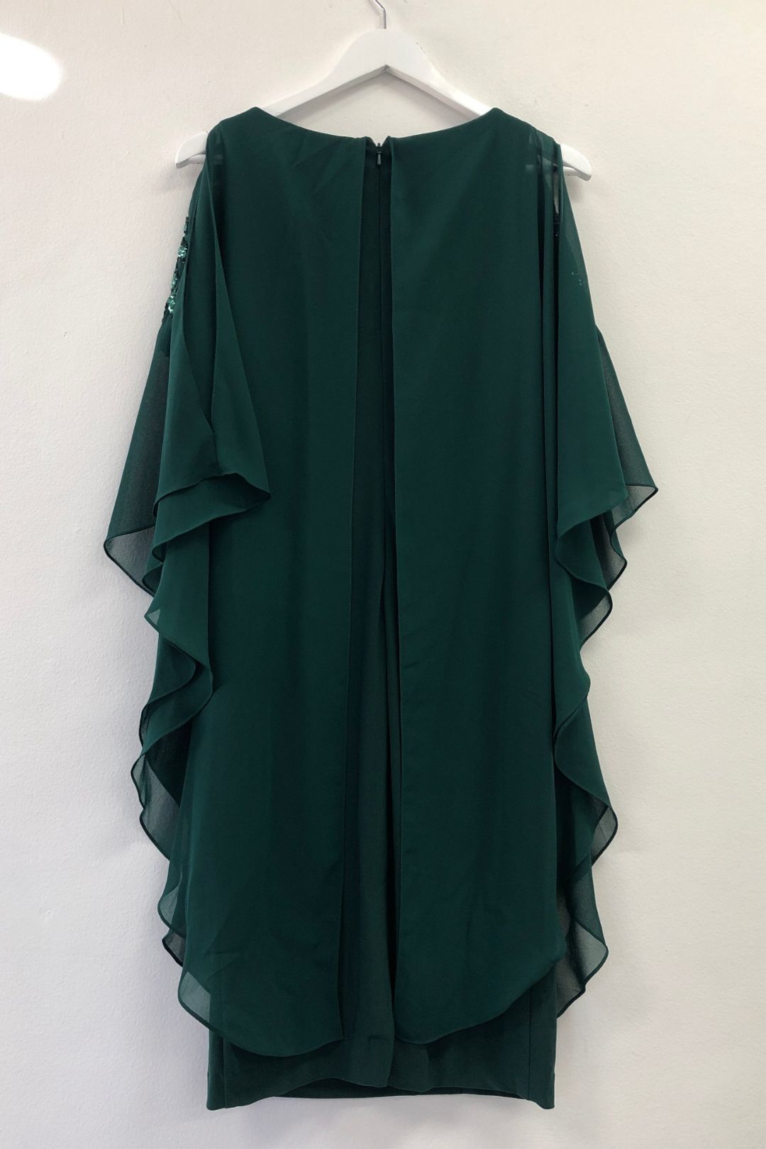 Montique	Celine Emerald Chiffon Overlay Dress