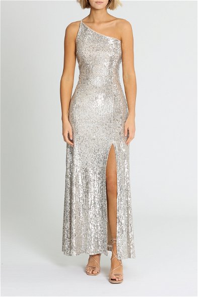 montique evening dresses Montique Monroe Metallic Gown - Navy
