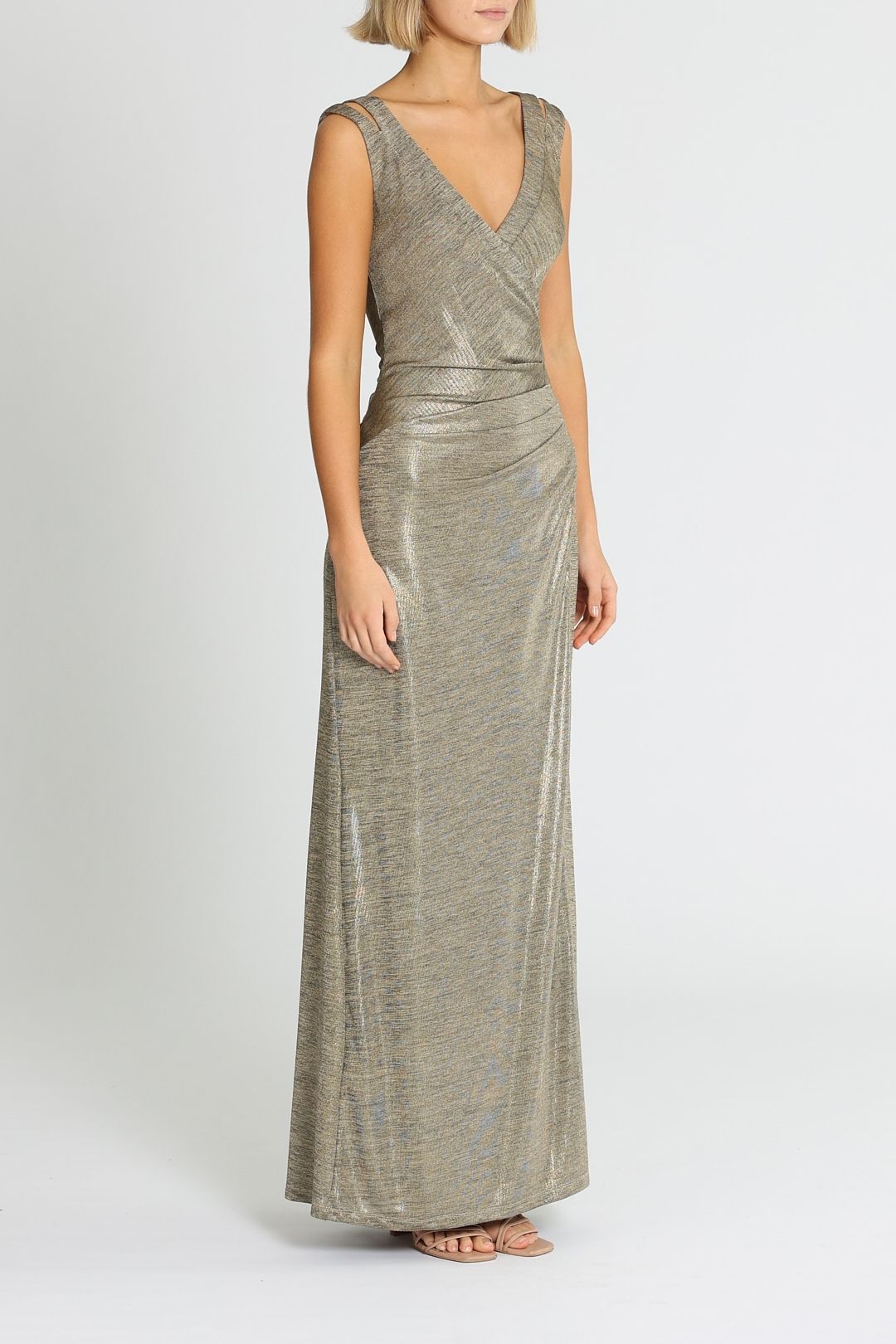 Montique Milani Metallic Gown Ruched