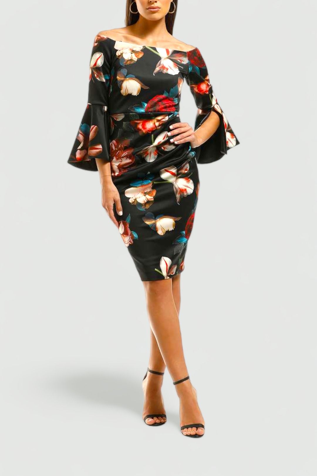 Montique-Petra-Printed-Scuba-Dress-Print-Floral-Front