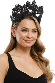 Morgan and Taylor - Floral Lace Halo Fascinator - Black - Product